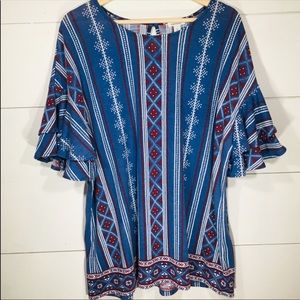 🎉HOSTESS PICK🎉WESTPORT 1X Sz Ruffle Boho Blouse